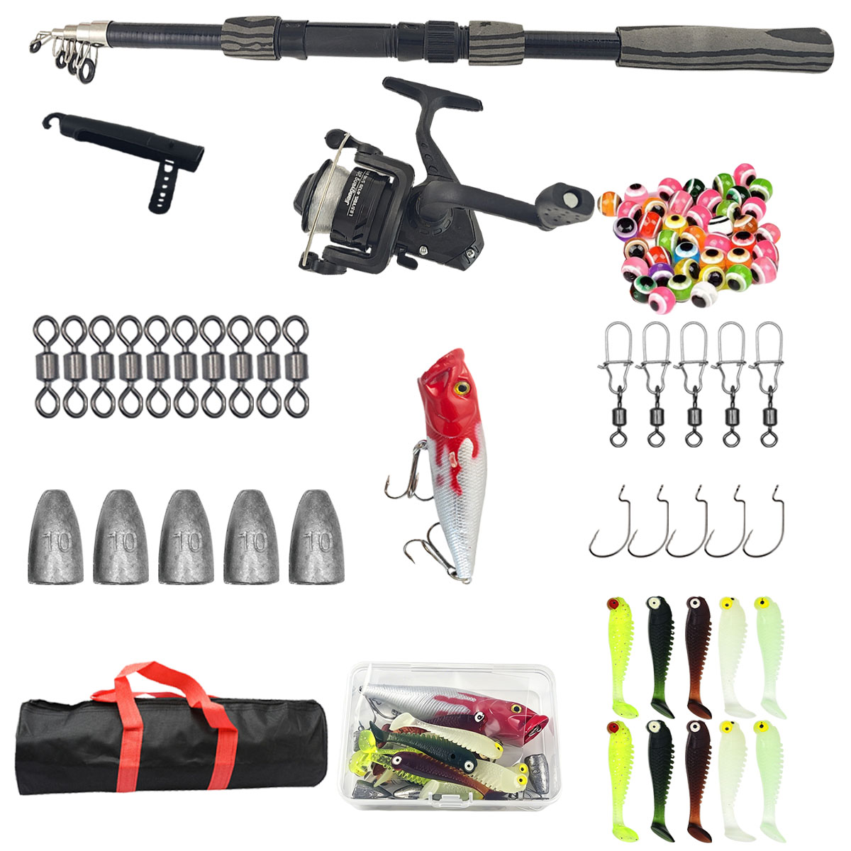 Fishing Rod Combo - Draagbare telescopische hengelset 1,8 m, 3-laags